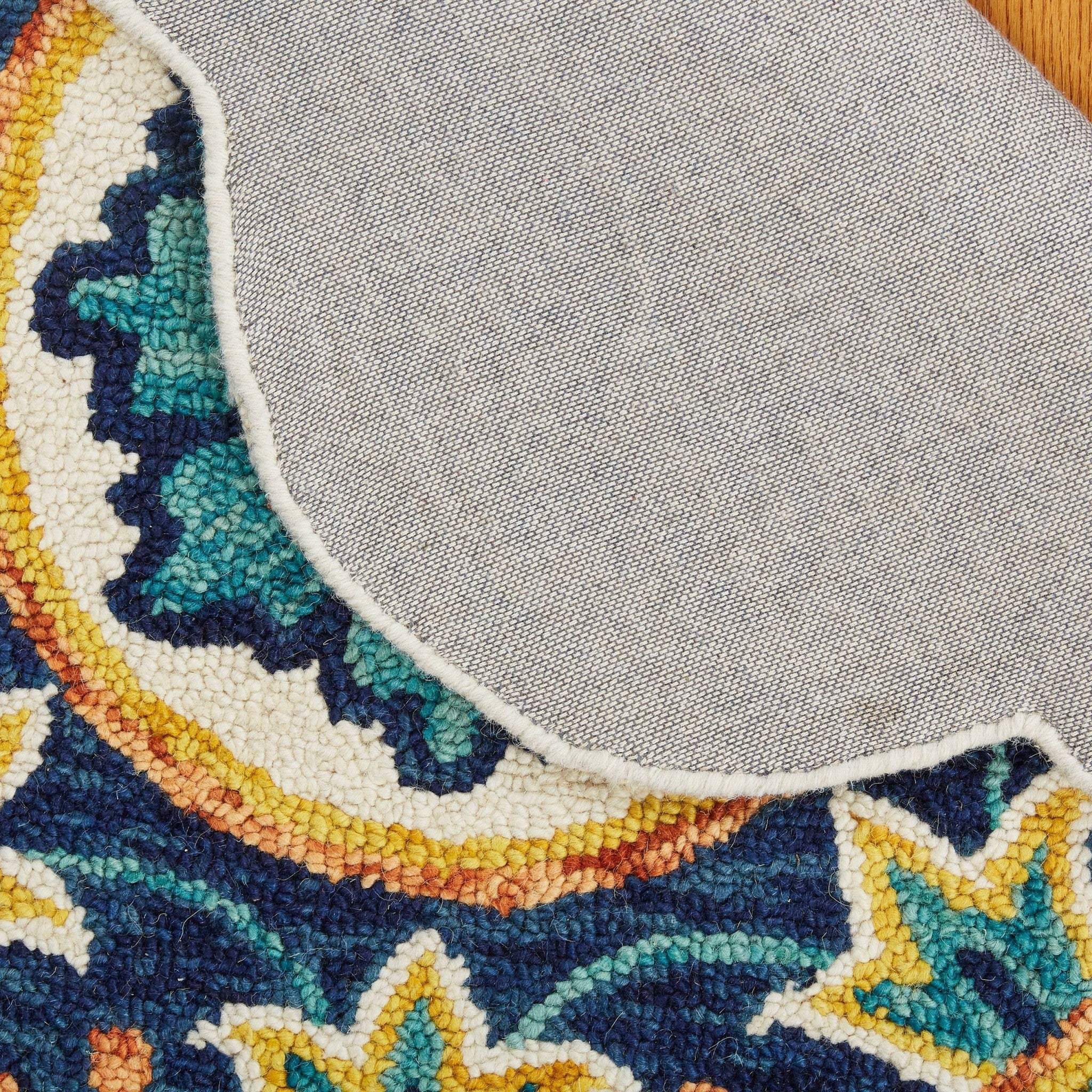 4' Round Ivory And Navy Decorative Area Rug - Homeroots - Flyclothing LLC