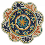 6' Ivory Round Wool Geometric Hand Tufted Area Rug - Homeroots