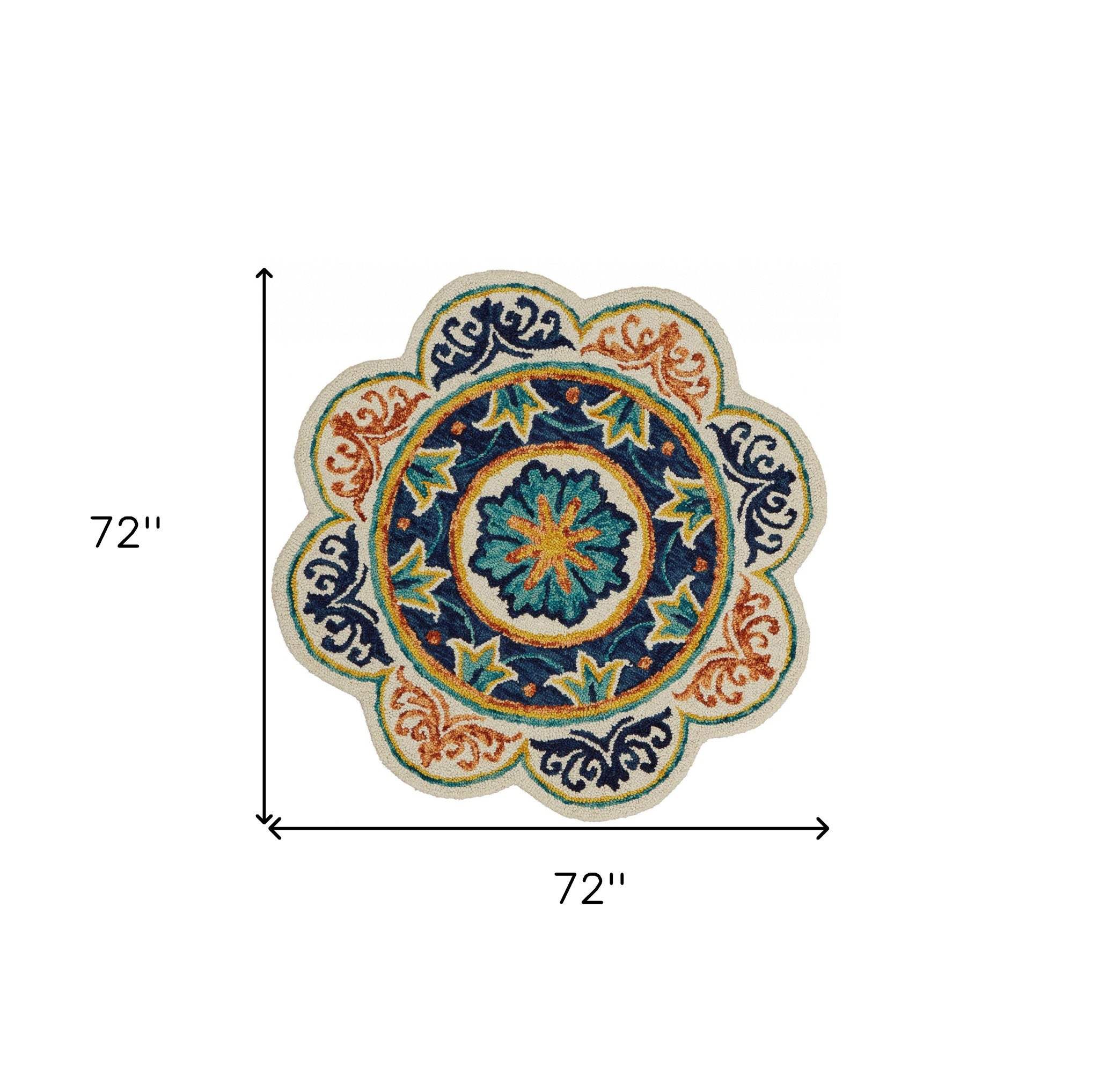 6' Ivory Round Wool Geometric Hand Tufted Area Rug - Homeroots - Flyclothing LLC