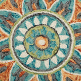 4' Round Blue And Orange Medallion Area Rug - Homeroots