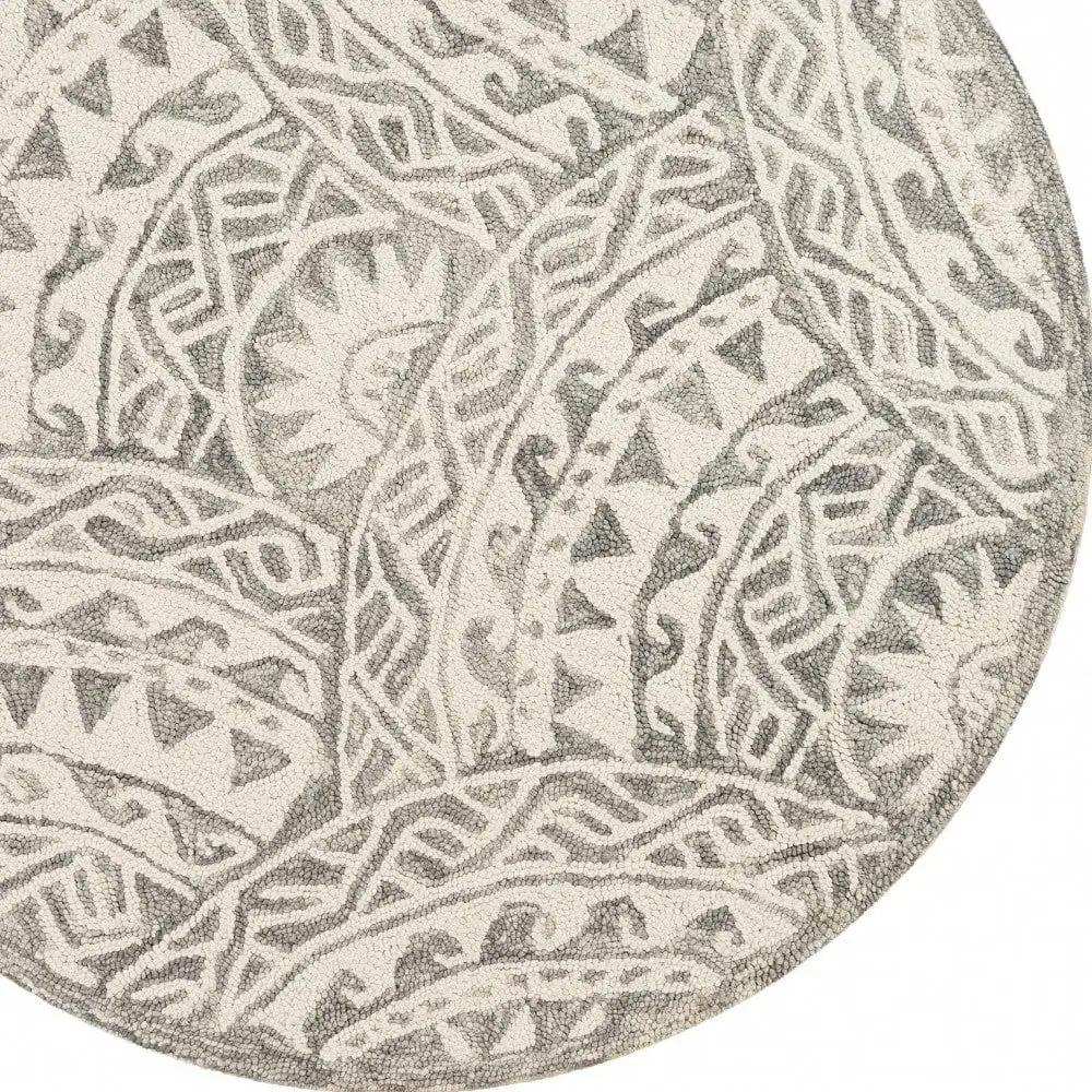 4' Round Gray Decorative Waves Area Rug - Homeroots - Flyclothing LLC