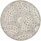 4' Round Gray Decorative Waves Area Rug - Homeroots - Flyclothing LLC