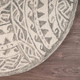 4' Round Gray Decorative Waves Area Rug - Homeroots - Flyclothing LLC
