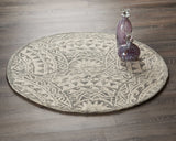 4' Round Gray Decorative Waves Area Rug - Homeroots