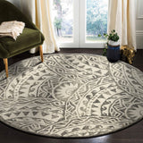 4' Round Gray Decorative Waves Area Rug - Homeroots - Flyclothing LLC