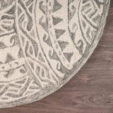 6' Gray Round Wool Geometric Hand Tufted Area Rug - Homeroots - Flyclothing LLC