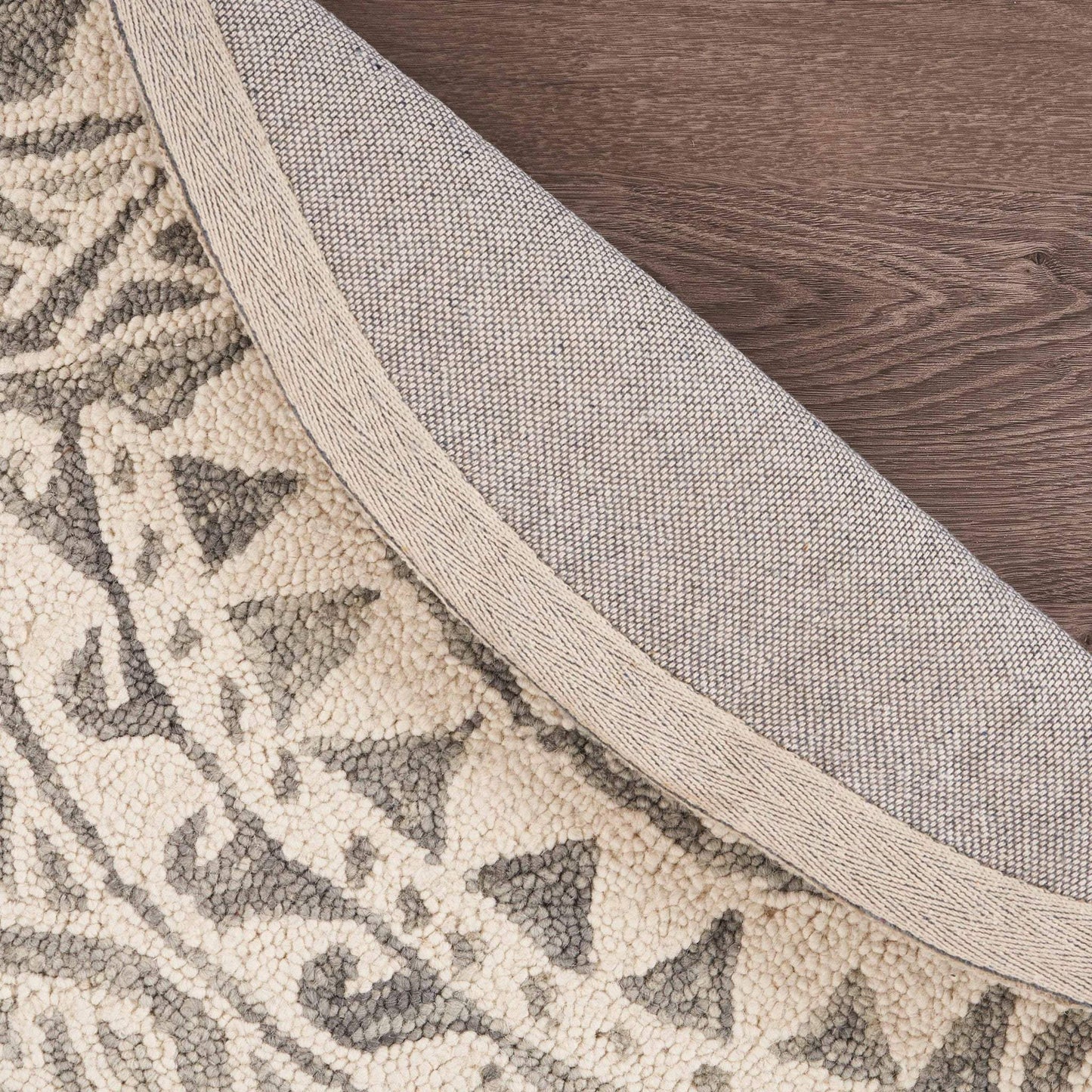 6' Gray Round Wool Geometric Hand Tufted Area Rug - Homeroots - Flyclothing LLC