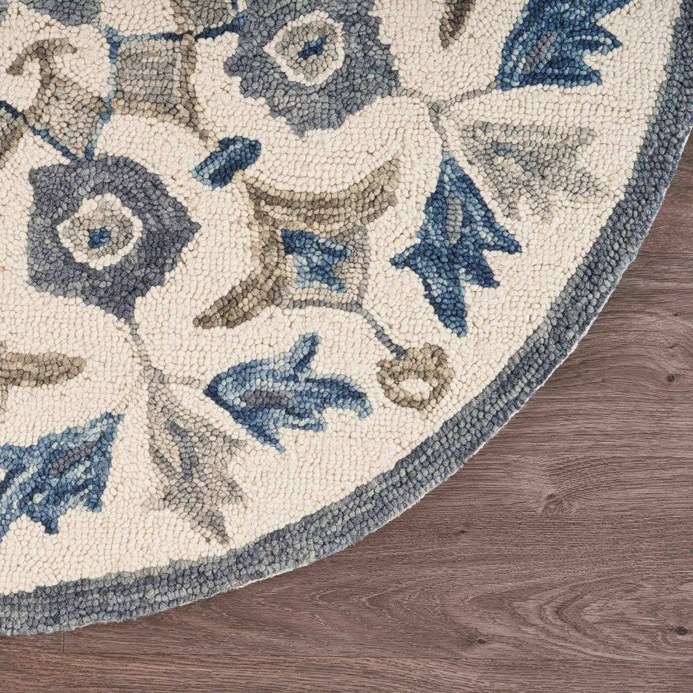 6' Round Blue Floral Oasis Area Rug - Homeroots - Flyclothing LLC