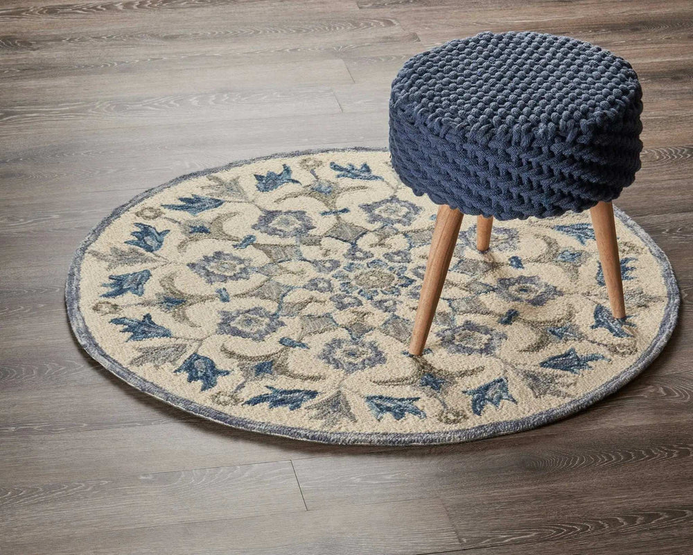 6' Round Blue Floral Oasis Area Rug - Homeroots - Flyclothing LLC