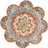 4' Round Orange Scalloped Edge Area Rug - Homeroots