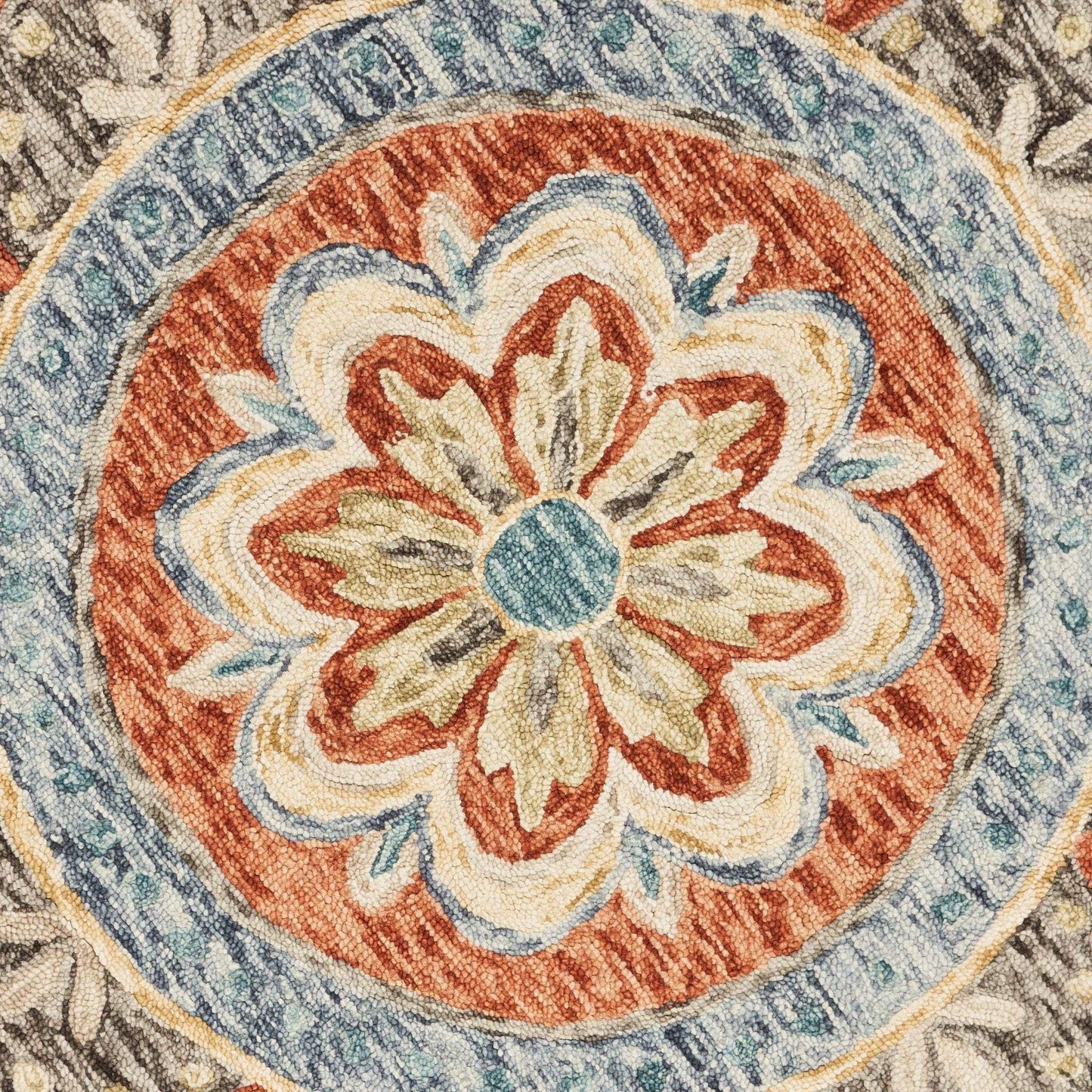 4' Round Orange Scalloped Edge Area Rug - Homeroots - Flyclothing LLC