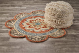 4' Round Orange Scalloped Edge Area Rug - Homeroots - Flyclothing LLC
