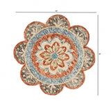 4' Round Orange Scalloped Edge Area Rug - Homeroots - Flyclothing LLC