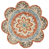 6' Round Orange Scalloped Edge Area Rug - Homeroots