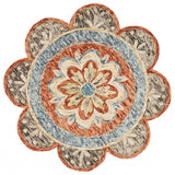 6' Round Orange Scalloped Edge Area Rug - Homeroots