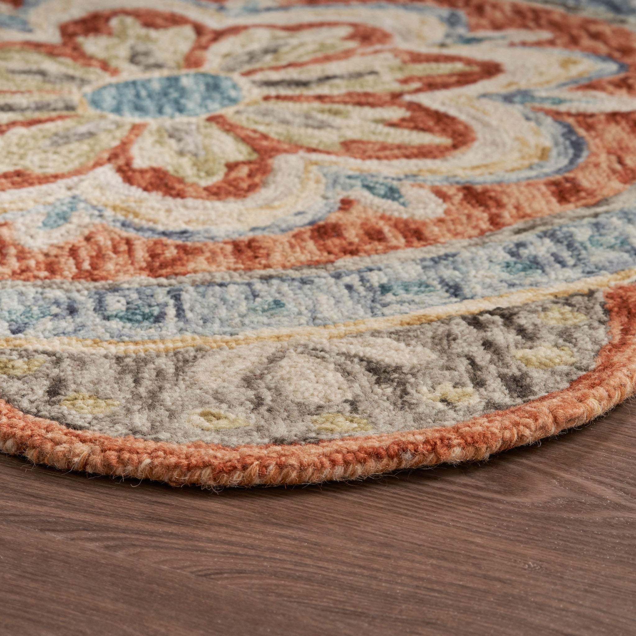 6' Round Orange Scalloped Edge Area Rug - Homeroots - Flyclothing LLC