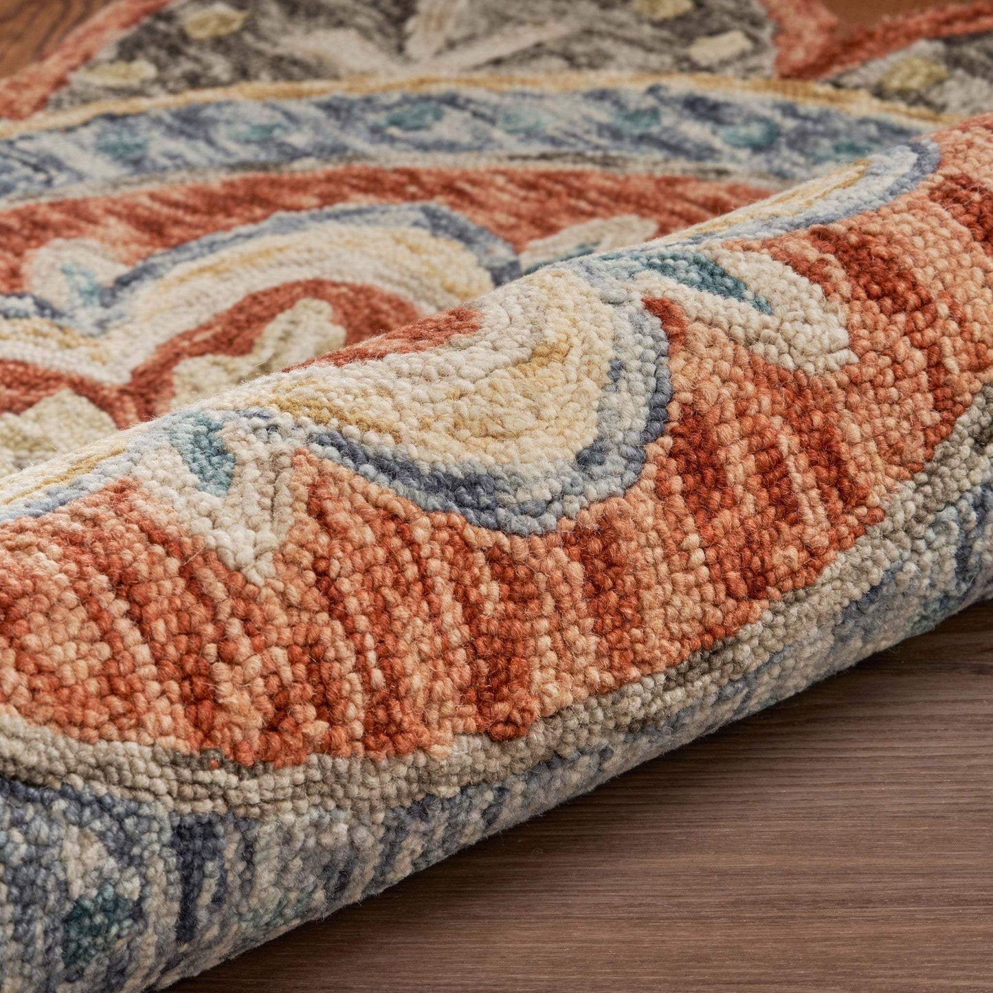 6' Round Orange Scalloped Edge Area Rug - Homeroots - Flyclothing LLC