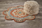 6' Round Orange Scalloped Edge Area Rug - Homeroots - Flyclothing LLC