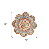 6' Round Orange Scalloped Edge Area Rug - Homeroots - Flyclothing LLC