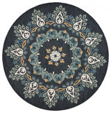 6' Round Black Floral Paradise Area Rug - Homeroots - Flyclothing LLC