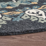 6' Round Black Floral Paradise Area Rug - Homeroots