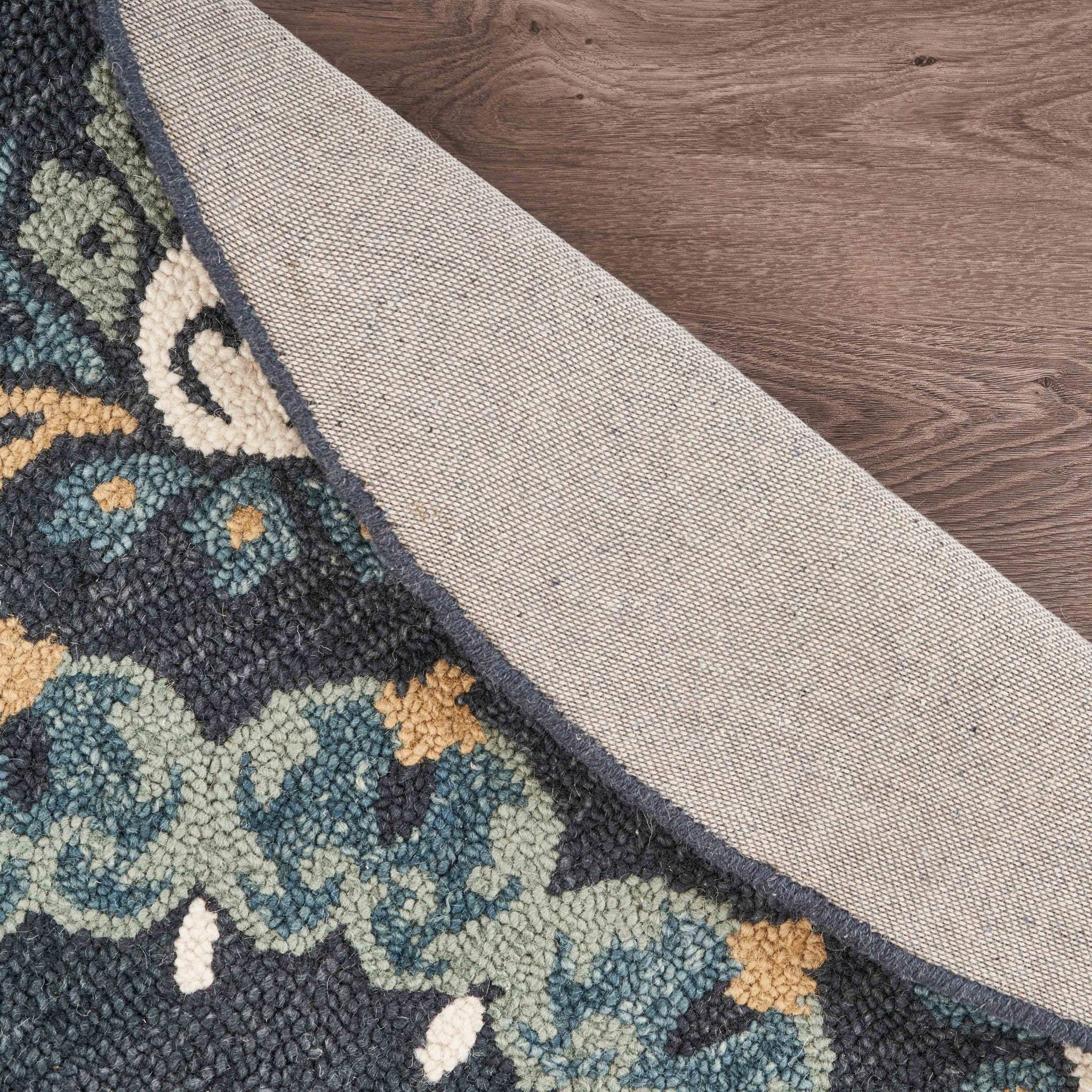 6' Round Black Floral Paradise Area Rug - Homeroots - Flyclothing LLC