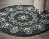 6' Round Black Floral Paradise Area Rug - Homeroots - Flyclothing LLC