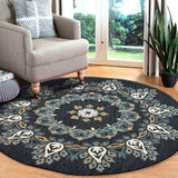 6' Round Black Floral Paradise Area Rug - Homeroots - Flyclothing LLC