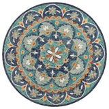 4' Round Blue Floral Mandala Area Rug - Homeroots