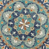 4' Round Blue Floral Mandala Area Rug - Homeroots