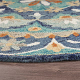 4' Round Blue Floral Mandala Area Rug - Homeroots