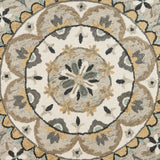 4' Round Gray And Ivory Floral Bloom Area Rug - Homeroots