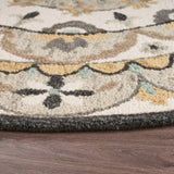 4' Round Gray And Ivory Floral Bloom Area Rug - Homeroots