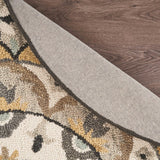 4' Round Gray And Ivory Floral Bloom Area Rug - Homeroots
