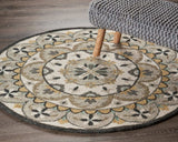 4' Round Gray And Ivory Floral Bloom Area Rug - Homeroots - Flyclothing LLC