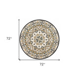 6' Gray and Ivory Round Wool Floral Handmade Area Rug - Homeroots - Flyclothing LLC