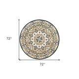 6' Gray and Ivory Round Wool Floral Handmade Area Rug - Homeroots