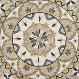 6' Gray and Ivory Round Wool Floral Handmade Area Rug - Homeroots - Flyclothing LLC
