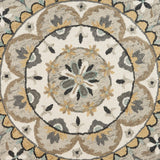 6' Gray and Ivory Round Wool Floral Handmade Area Rug - Homeroots