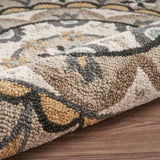 6' Gray and Ivory Round Wool Floral Handmade Area Rug - Homeroots - Flyclothing LLC