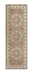 2' X 7' Tan Retro Modern Medallion Runner Rug