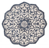 3' Round Navy And White Decorative Area Rug - Homeroots