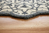 3' Round Navy And White Decorative Area Rug - Homeroots