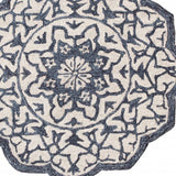 3' Round Navy And White Decorative Area Rug - Homeroots