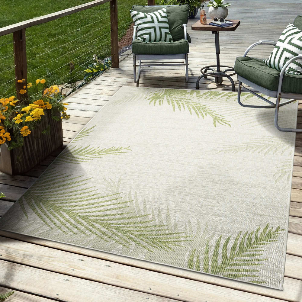 8' X 9' Beige Floral Indoor Outdoor Area Rug - Homeroots - Flyclothing LLC