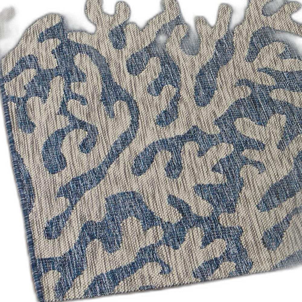 8' X 9' Blue And Gray Indoor Outdoor Area Rug - Homeroots - Flyclothing LLC