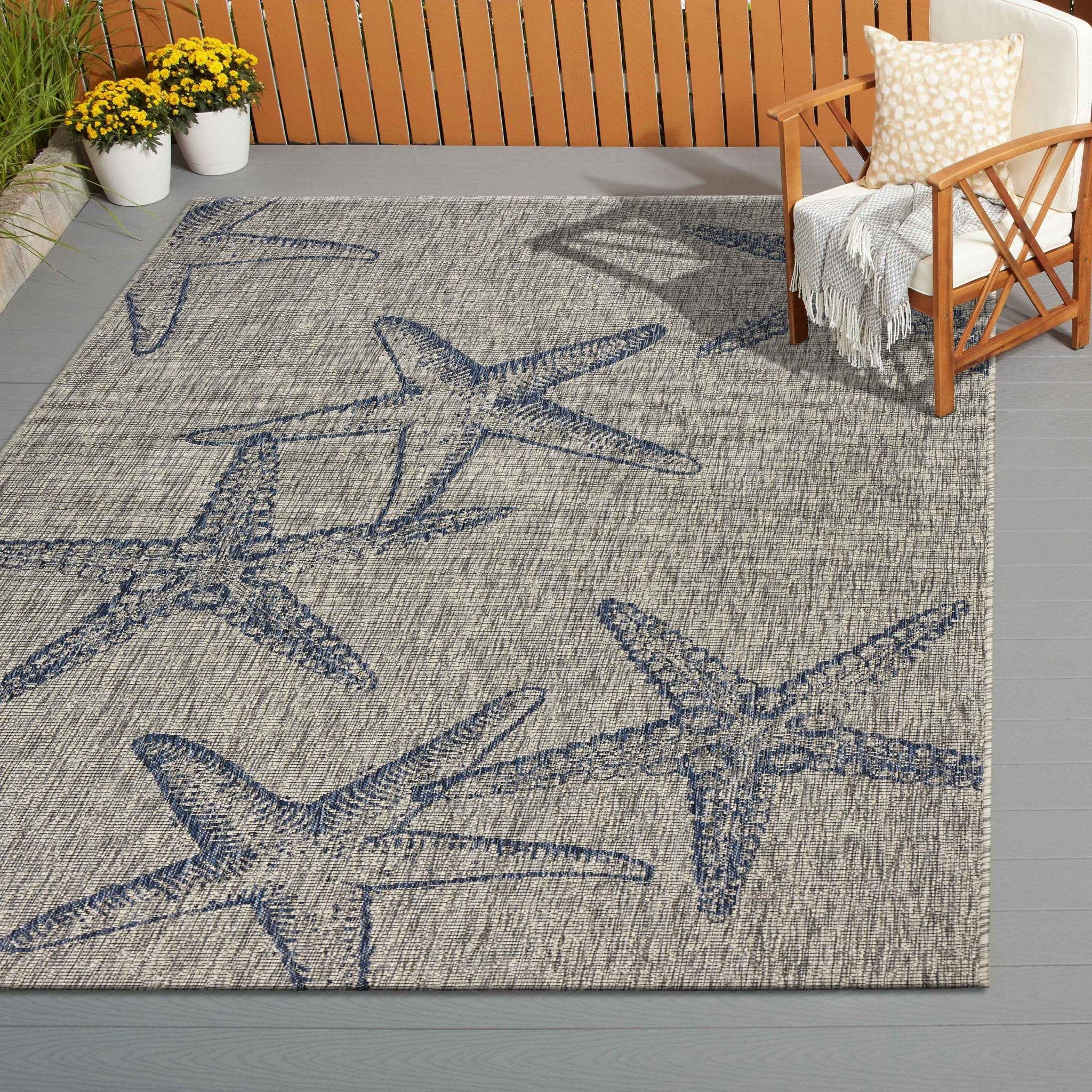 5' X 7' Blue And Gray Indoor Outdoor Area Rug - Homeroots - Flyclothing LLC