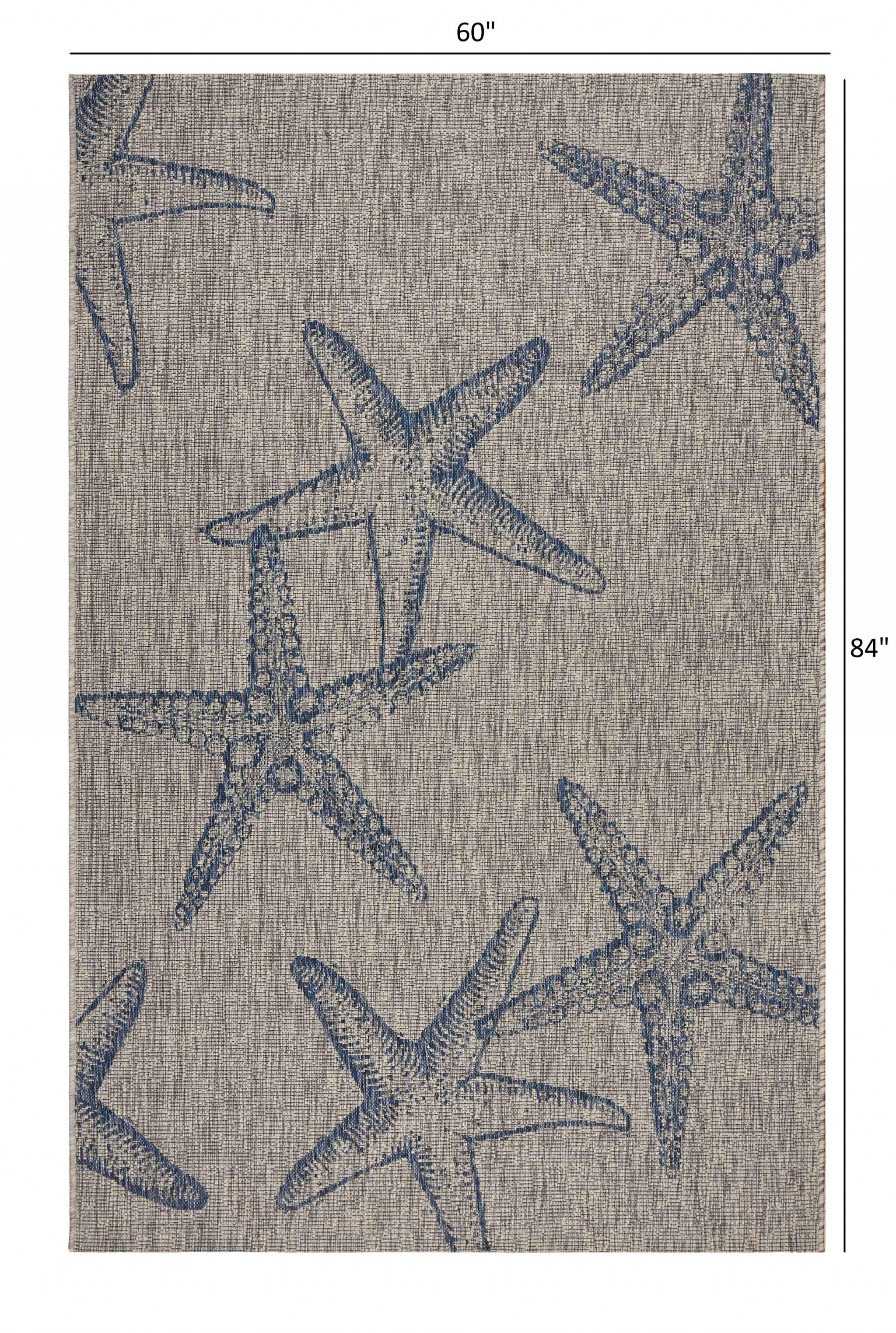 5' X 7' Blue And Gray Indoor Outdoor Area Rug - Homeroots - Flyclothing LLC