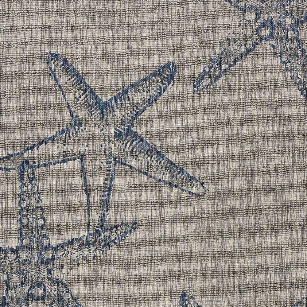 8' X 9' Blue And Gray Starfish Indoor Outdoor Area Rug - Homeroots - Flyclothing LLC