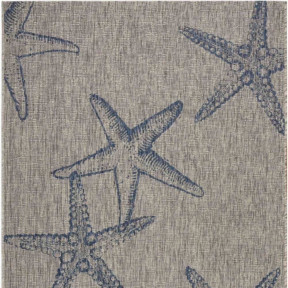 8' X 9' Blue And Gray Starfish Indoor Outdoor Area Rug - Homeroots - Flyclothing LLC